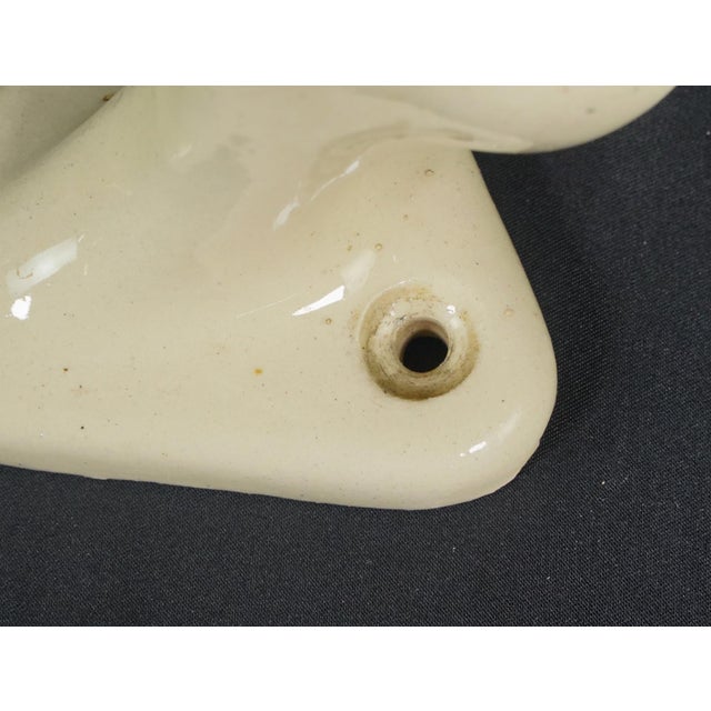 Ceramic Pair of Vintage European Ceramic Bathroom Towel Bar Brackets For Sale - Image 7 of 9