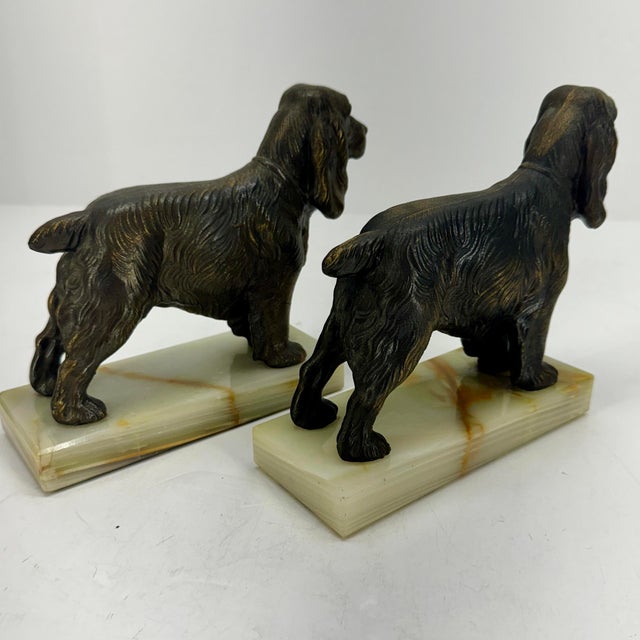 Mid 20th Century Pair of Mid Century Modern Dog Book Ends on Onyx Bases For Sale - Image 5 of 12