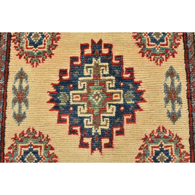 Kazak Rug 2′ X 3’2” Beige Wool Tribal Hand-Knotted Oriental Carpet For Sale In Philadelphia - Image 6 of 9