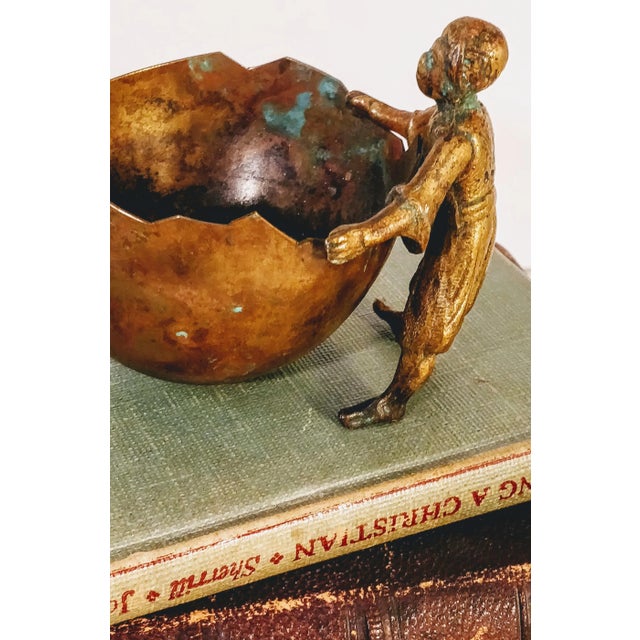 Vintage Bronze Metal Figurine Basket For Sale In Fayetteville, AR - Image 6 of 13