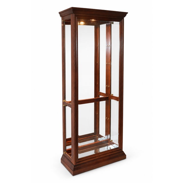 1980s Pulaski Lighted Glass Curio Cabinet With Mirrored Back For Sale - Image 4 of 10