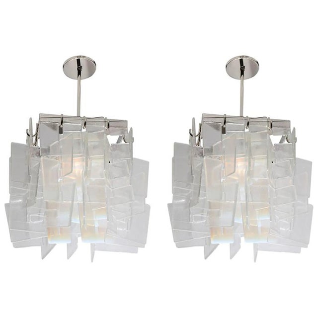 2010s Mid-Century Square Glass Pendants - a Pair For Sale - Image 5 of 5