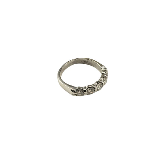 Late 20th Century Late 20th Century Platinum and Diamond Wedding Band Ring, Size 6.25 For Sale - Image 5 of 8