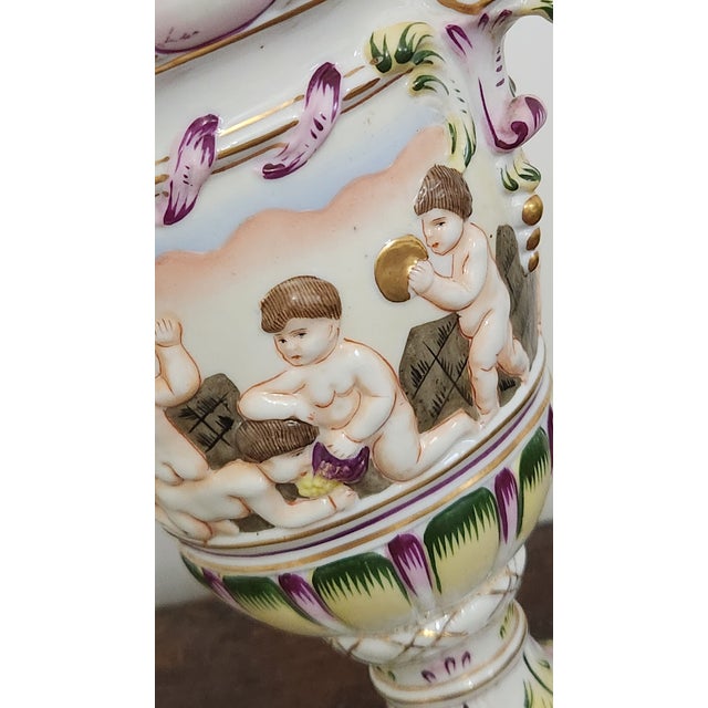 Circa 1900 Vienna-Style Porcelain Potpourri Urn With Applied Flowers, Putti & Blue Shield Mark For Sale - Image 14 of 18