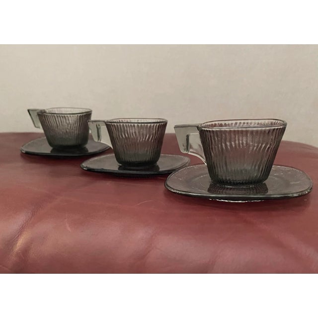 Late 20th Century Vintage Grey Textured Expresso Mugs Set- 6 Pieces For Sale - Image 5 of 8