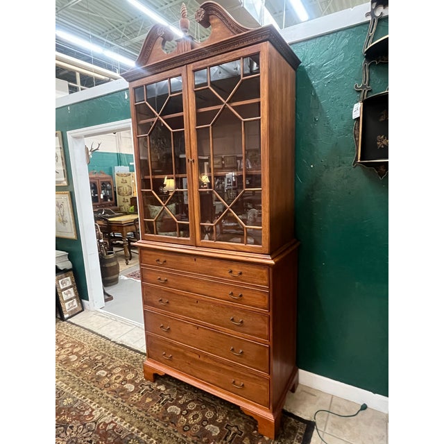 English Mid 20th Century Georgian Reproduction Double Door Secretary For Sale - Image 3 of 11