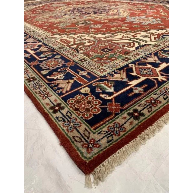 Traditional Pasargad Rust Fine Hand-Knotted Serapi Design Rug- 7′11″ × 9′11″ For Sale - Image 3 of 6