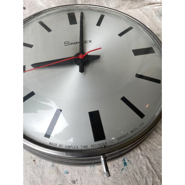 Mid 20th Century Vintage Simplex Industrial Plugged Wall Clock For Sale - Image 5 of 8