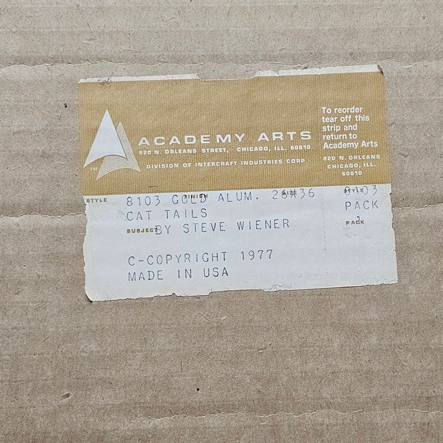 1970s Steve Wiener for Academy Arts Screen-Printed Cattail Mirror, Gold Frame For Sale - Image 12 of 12