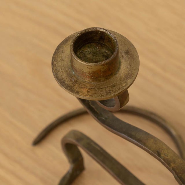 1940s Pair of French Brass Candlesticks For Sale - Image 9 of 11