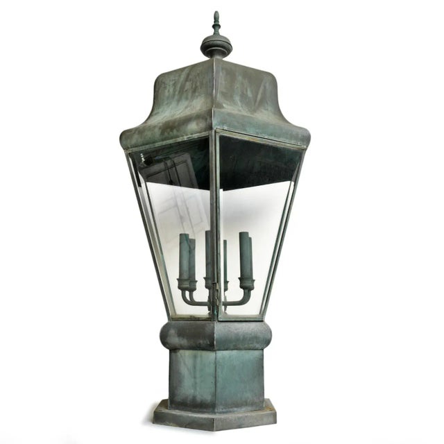 Farmhouse Vintage Large Copper Post Table Lamp For Sale - Image 3 of 9