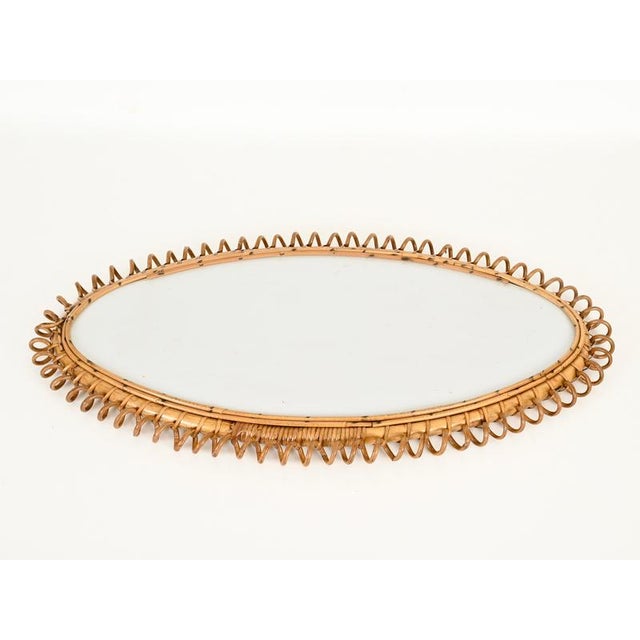 Large Oval Mirror in Bamboo, Rattan and Wicker by Franco Albini, Italy, 1960s For Sale - Image 12 of 13