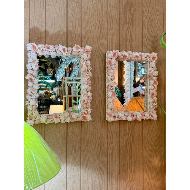 Custom Coastal Organic Sculptural Pink Seashell Wall Mirror For Sale - Image 12 of 12