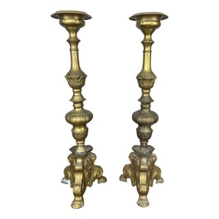 Vintage Brass Ornate Decorative Candleholders, Set of 2 For Sale