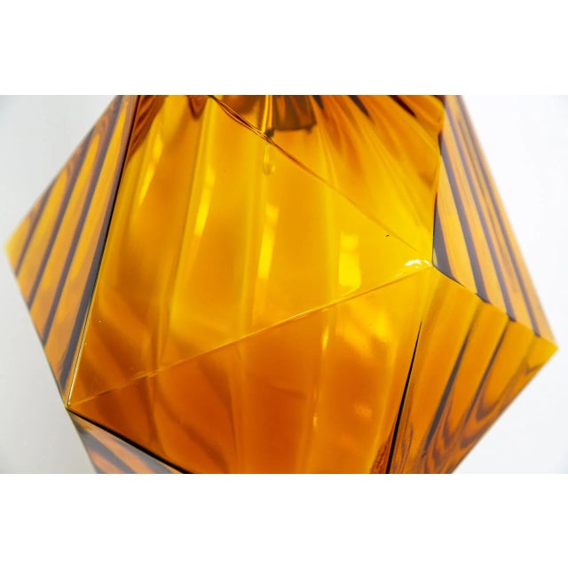 1970s Geometric Amber-Orange Glass Pendant Light For Sale In San Francisco - Image 6 of 8