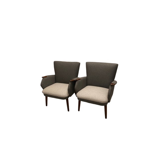Brown Danish Sofa and Armchairs in Gray Wool Fabric, 1960s, Set of 3 For Sale - Image 8 of 18