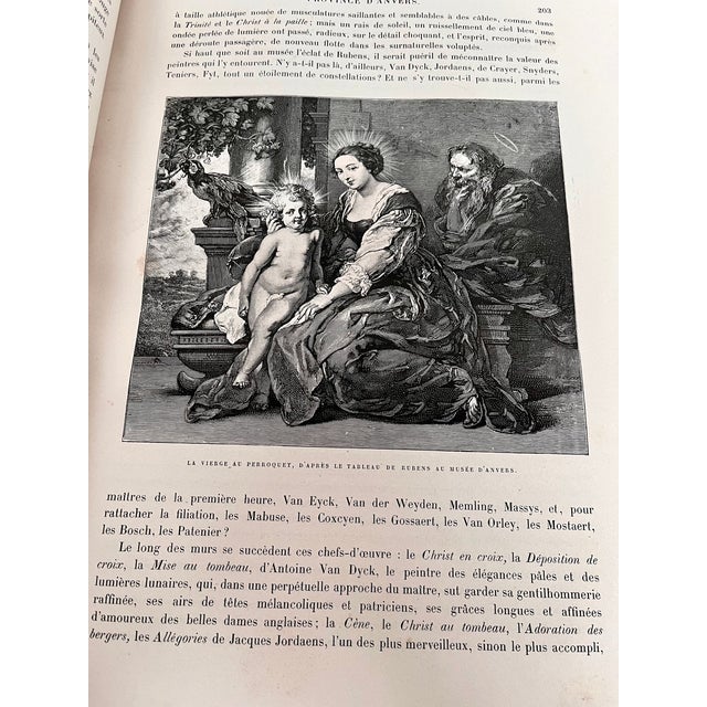 Antique 1888 French Large Leather Bound Book "La Belgique" For Sale - Image 14 of 18