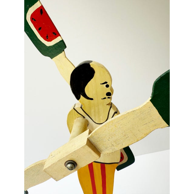 Wood Vintage Folk Art Whirligig – Man Juggling Watermelons For Sale - Image 7 of 10