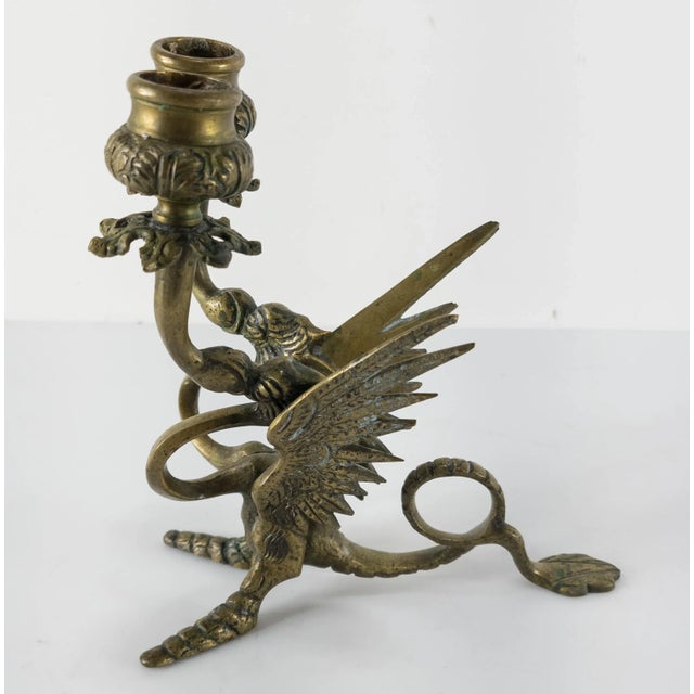 Italian Mid-Century Double Dragon Bronze Candle Holder For Sale - Image 10 of 10