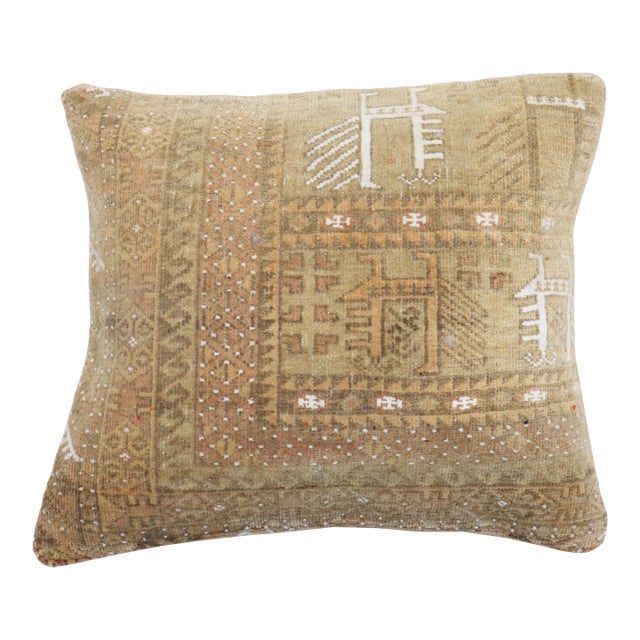Tribal Neutral Color Afghan Rug Pillow For Sale