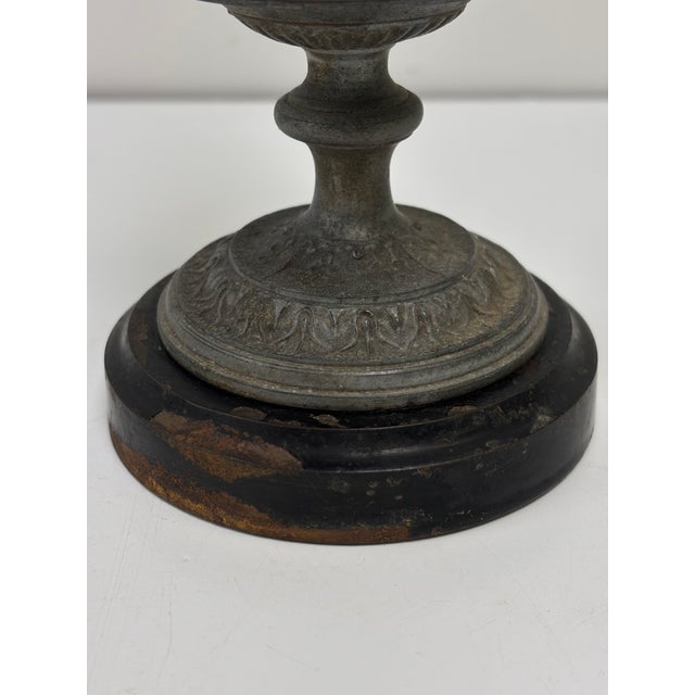 Dove Gray Antique Victorian Neoclassical Metal Mantle Ewer For Sale - Image 8 of 10