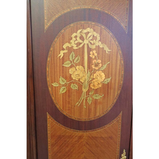 Late 19th Century Satinwood Inlaid Bronze Mounted Beveled Mirror Armoire For Sale In New York - Image 6 of 18