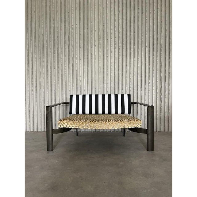 Loveseat in Steel and Upholstery, Netherlands, 1980s For Sale - Image 9 of 9