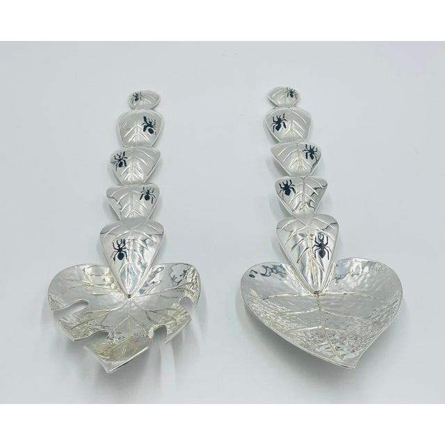 Mexican 1980s Emilia Castillo “Ants on Leaves” Silver-Plated Serving Utensils, Taxco Mexico - a Pair For Sale - Image 3 of 18