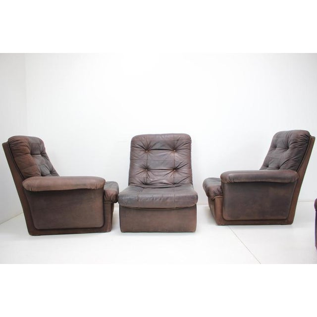 Czechoslovak Modular Leather 5-Seater Sofa, 1970s, Set of 5 For Sale - Image 12 of 18