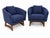 Mid-Century Club chairs excude mid-century style. The chairs are done in a rich blue chenille. A pillow, covered in the...