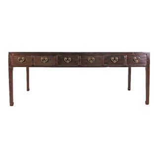 Dark Brown 12 Drawers Antique Chinese Partners Table or Desk For Sale