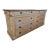 French Multi-Drawer Shop Counter in Pine With Wood Shelves and Brass Brackets For Sale