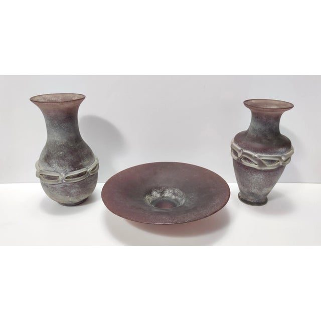 Postmodern Vintage Italian Brown Scavo Glass Vase, 1980s For Sale - Image 3 of 14