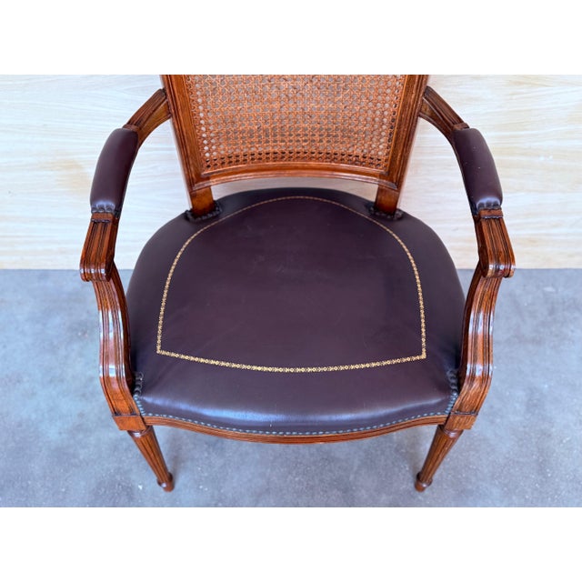 Spanish Early 20th Century Wooden Fauteuil Armchair with Leather seat For Sale - Image 11 of 18