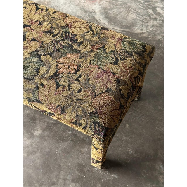 Fully-Upholstered Jacquard Tapestry Parsons Bench, 1980s For Sale - Image 9 of 16