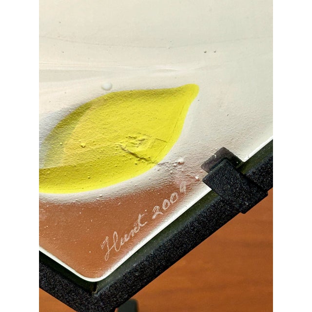 Palm Springs Modernism Fused Glass Statement Piece – Signed Hunt 2004 (15" x 20") Elevate your Palm Springs bar cart,...