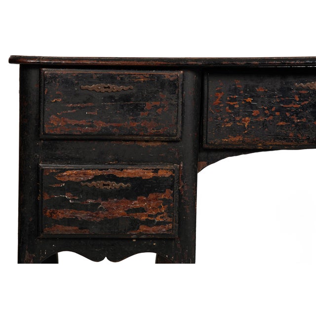 Black French Provincial Desk in Ebonized Polychrome, Late 18th Century For Sale - Image 8 of 17