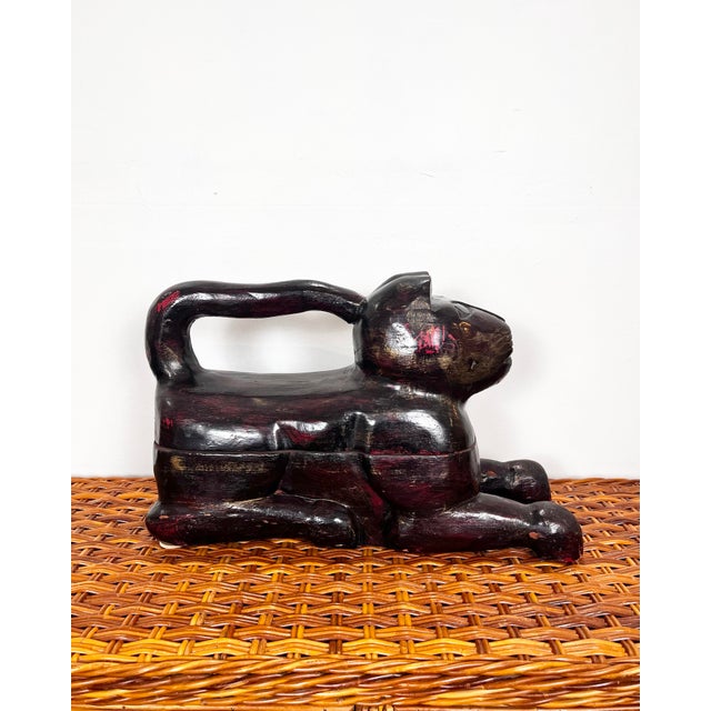 Vintage Large Carved Wood Cat Statue For Sale In Tampa - Image 6 of 10