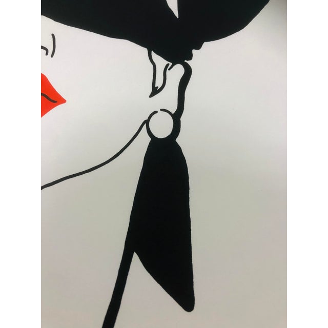 Original Vintage Le Rouge Baiser Offset Lithograph Poster Linen Backed on Canvas by René Gruau, 1970s For Sale - Image 4 of 18