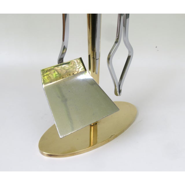 Exceptional Fireplace Cutlery, 70s, Brass, Chrome -Plated, 1970s For Sale - Image 6 of 18