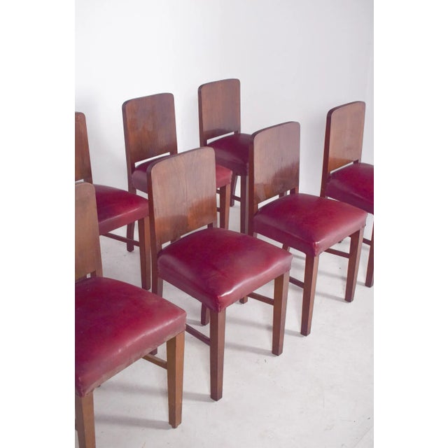 Wood Portuguese Art Deco Style Dining Chairs, 1940s, Set of 8 For Sale - Image 7 of 11