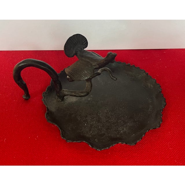 Antique Early 20th Century American Arts & Crafts Bronzed Iron Turkey Bird Card Tray For Sale - Image 10 of 15