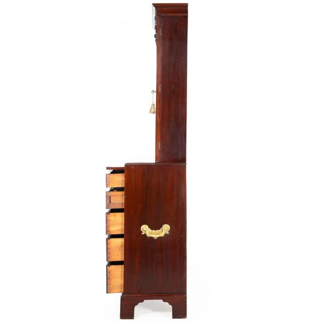 George III English Antique Mahogany Bookcase Secretary Desk Circa 1780 For Sale - Image 4 of 12