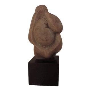 Mid Century Modern Carved Marble Abstract Sculpture Titled "With Child" For Sale