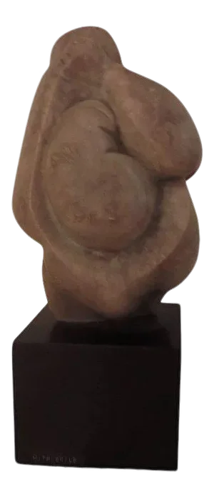 Mid Century Modern Carved Marble Abstract Sculpture Titled "With Child"