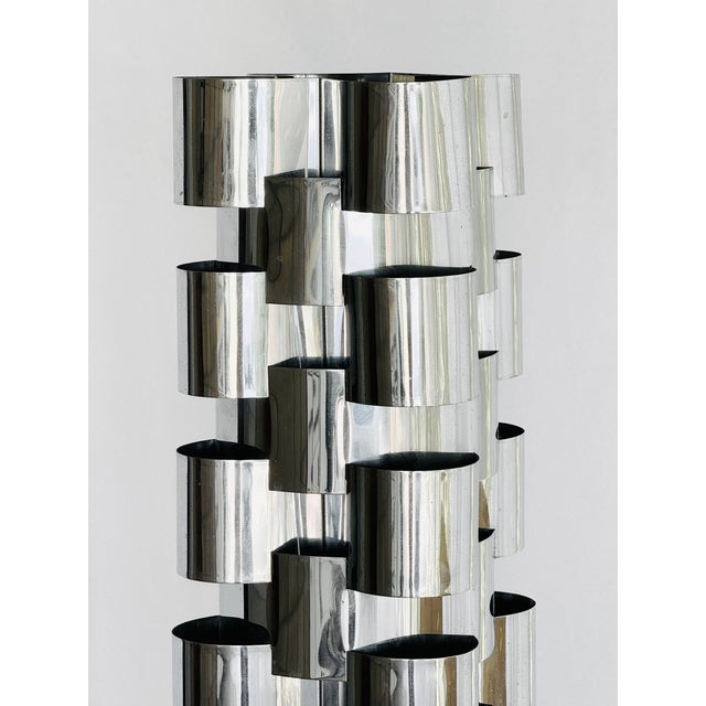 1970s Mid Century Modern Curtis Jere Polished Steel Floor Lamp For Sale In Palm Springs - Image 6 of 13