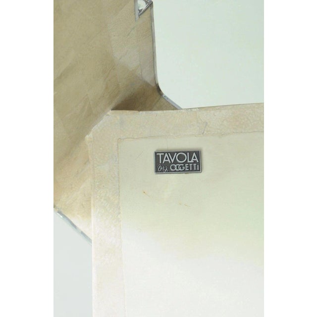 Tavola by Oggetti Art Deco Form Tessellated Stone Chrome 48" Square Coffee Table For Sale - Image 9 of 10