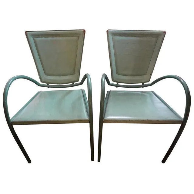 Italian Iron and Leather Chairs by Sawaya & Moroni - a Pair For Sale - Image 9 of 11