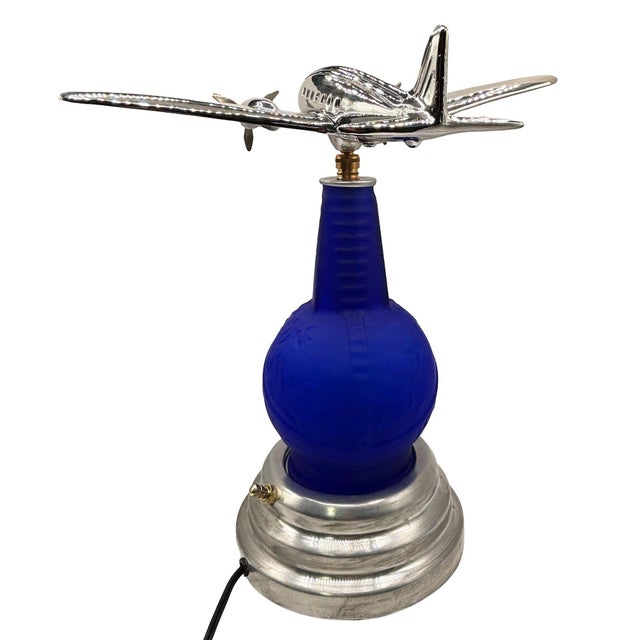 Metal 1939 New York World's Fair Dc-3 Deco Airplane Lamp W/ Propellers by Rick Ramírez For Sale - Image 7 of 10