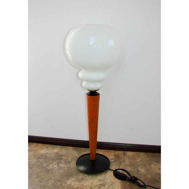 Wood Modern Table Lamp in Metal, Wood, and Glass, 1970s For Sale - Image 7 of 8